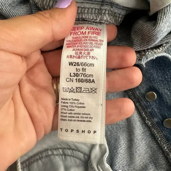 2/$30 Topshop Moto Hayden Jeans High Rise Ripped Straight Relaxed Mid W26 #9241 - Picture 5 of 7